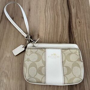 Coach Wristlet Wallet  Strap Khaki Chalk mark as is